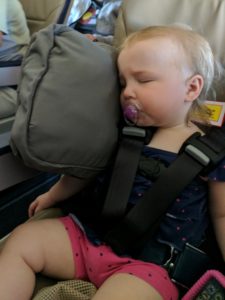 Sleeping 1 year olds head propped up while in CARES